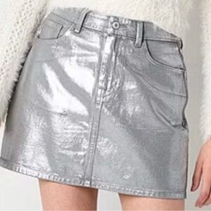 JC Penny Metallic Denim Mini Skirt